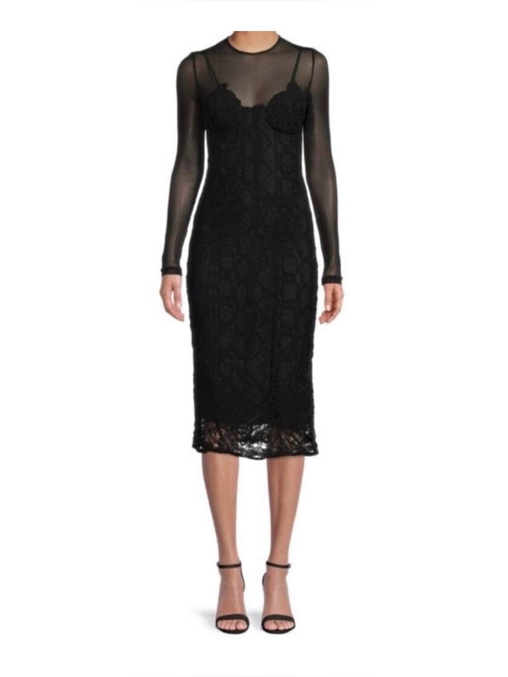 Bardot Black Nicolette Midi Lace Dress Sz M NWT